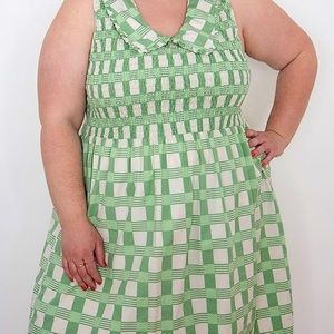 Peter Pan collar midi checkered dress